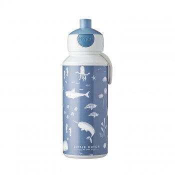 LIttle Dutch Trinkflasche Pop-up Ocean Blue Campus 400ml Mepal