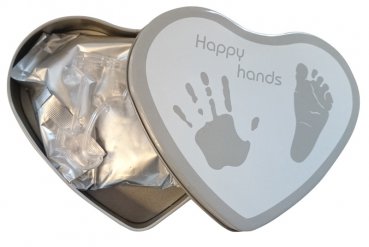 Happy Hands - Hand & Fußabdruckset - Herzform Silber