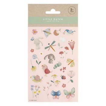 Little Dutch Aufkleberbogen Flowers & Butterflies - Stickers in rosa