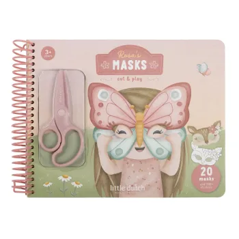 Little Dutch Ausschneide-Masken Essentials „Rosa“ Bastelset zum Ausschneiden & Gestalten
