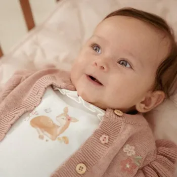 Little Dutch Fairy Pink Strickjacke gefaltet in Nahaufnahme