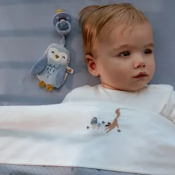 Little Dutch Schnullertuch Eule blau – Forest Friends Bio-Musselin