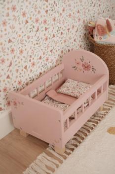 Little Dutch Puppenbett aus Holz mit Soft Flowers Bettwäsche