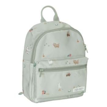 Little Dutch Kinderrucksack Little Farm Grün – Frontansicht mit Tiermotiv