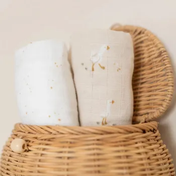 Little Dutch Musselintuch Swaddles 70x70 - Little Goose 2er Set