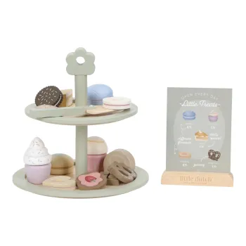 Little Dutch Holz Etagere Grün mit Muffin, Keksen und Macarons