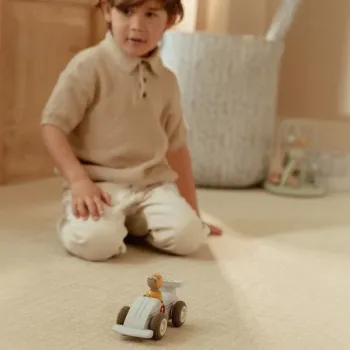 Mehrfarbiger Pullback Rennwagen von Little Dutch – austauschbare Peg-doll-Fahrer