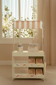 Little Dutch Marktstand aus Holz mit Kreidetafel und vier Holzkisten