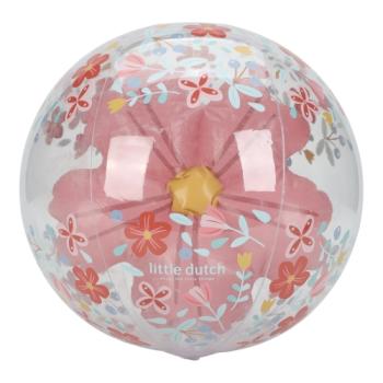 3D-Strandball „Rosa Blumen“ von Little Dutch für Kinder ab 2 Jahren, perfektes Badespielzeug.