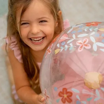 Badespielzeug für Kinder: Little Dutch 3D-Strandball mit Blume in 3D, 35 cm Durchmesse