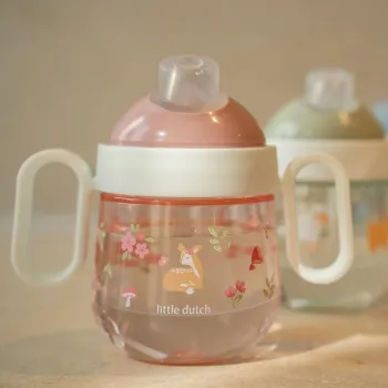 Auslaufsicherer rosa Trinklernbecher Mepal Mio - Fairy Garden Little Dutch