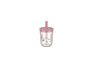 Little Dutch rosa Kinder Trinkglas 250 ml mit Strohhalm Mepal - Fairy Garden