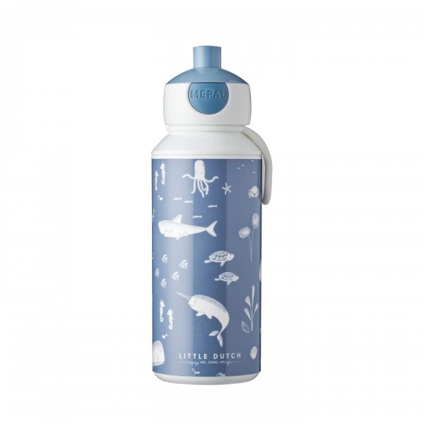 LIttle Dutch Trinkflasche Pop-up Ocean Blue Campus 400 ml Mepal
