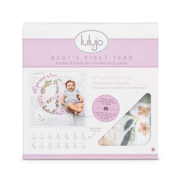 Das 1. Jahr mit Baby - Baby's First Year™ Swaddle-Tuch & Fotokarten Set - All you need is love von lulujo LJ593 121-014-014