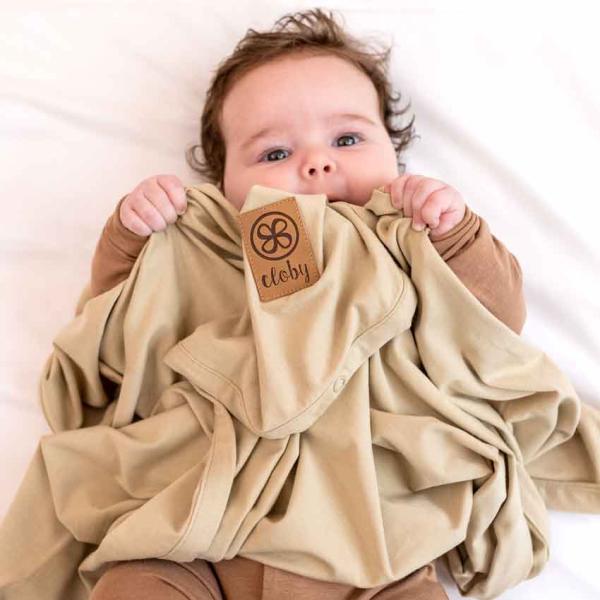 Cloby UV Decke Beige Melange - UPF 50+ -pfirsichfarbene Sonnenschutzdecke für Dein Baby