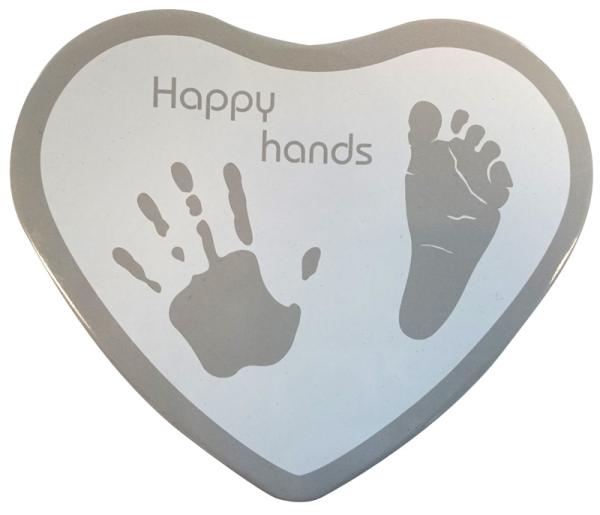 Happy Hands - Hand & Fußabdruckset - Herzform Silber