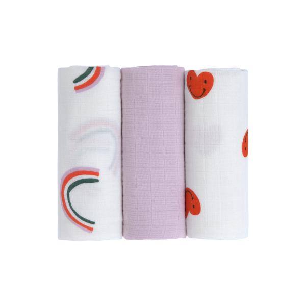 Lässig Mulltücher 3er Set 60 x 60 cm lila - Bio Baumwolle Happy Rascals Herz Lässig Mulltücher 3er Set 60 x 60 cm lila - Bio Baumwolle Happy Rascals Herz