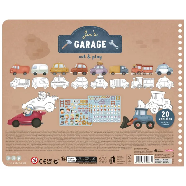 Little Dutch Scrapbook Jim's Garage mit Schere - Auschneide Sammelalbum
