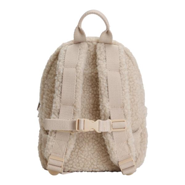 Nachhaltiger Rucksack aus recyceltem Polyester mit Teddy-Oberfläche und verstellbaren Trägern