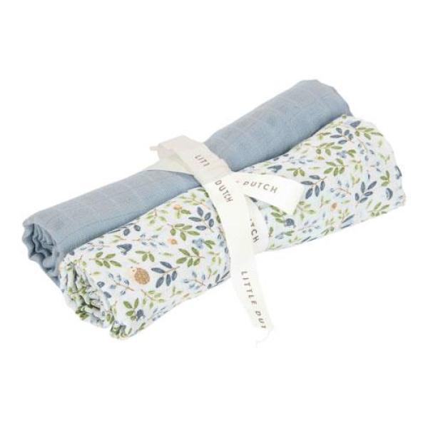 Little Dutch Musselintuch Swaddle 70×70 cm Fairy Floral Blossom aus 100 % Baumwolle Bio
