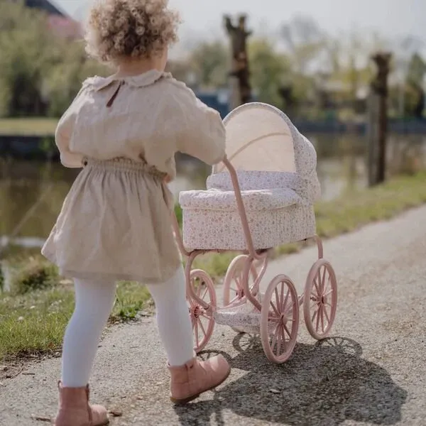 Little Dutch rosa Puppenwagen - Metall - Soft Flowers