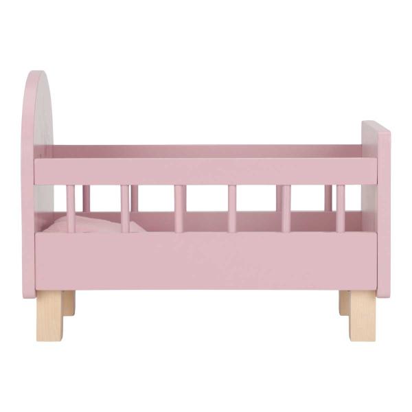Little Dutch Puppenbett mit Holzrahmen und rosa Textilien