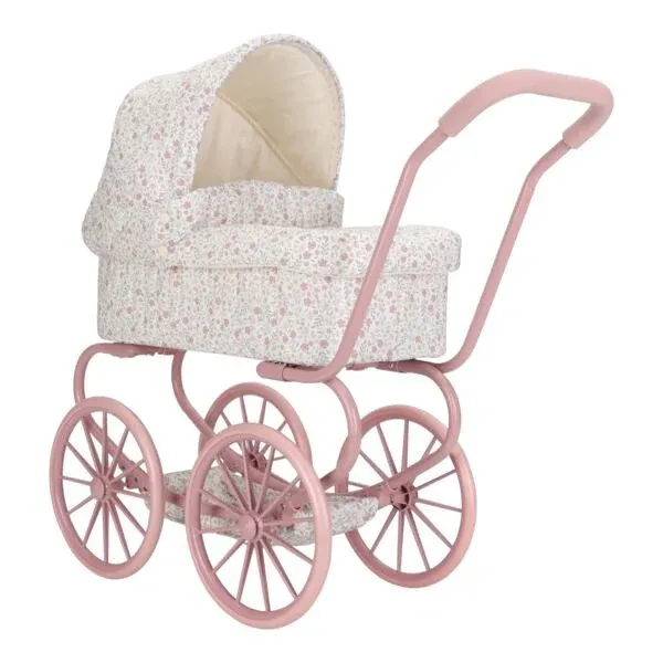 Little Dutch Metall Puppenwagen Soft Flowers in Rosa mit Stoffbezug – Puppenwagen für Kinder