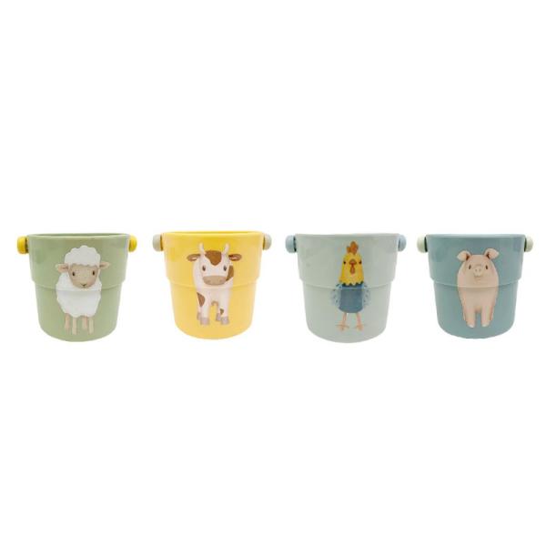 Vier bunte Badebecher mit Schwein, Schaf, Hahn und Kuh von Little Dutch Vier bunte Badebecher mit Schwein, Schaf, Hahn und Kuh von Little Dutch