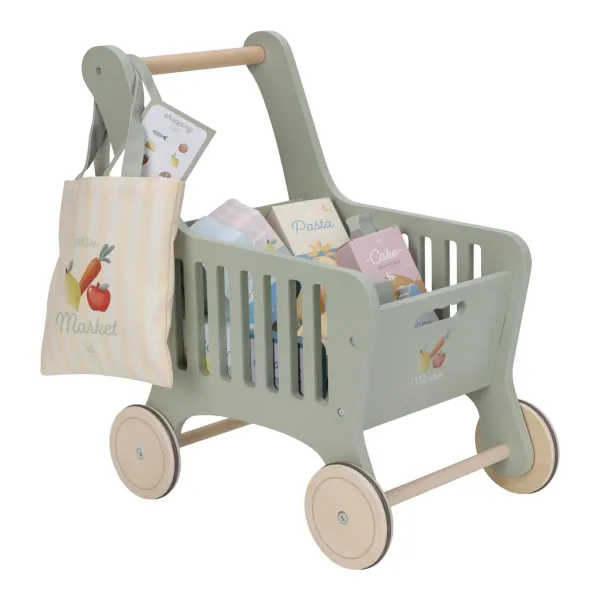 Little Dutch Holz-Einkaufswagen in Grün für Kinder ab 2 Jahren  LD2509