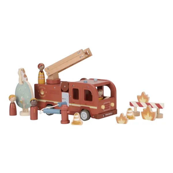 Little Dutch Holz-Feuerwehrauto rot – FSC-Spielzeug mit ausziehbarer Leiter und Feuerwehrmann Little Dutch Holz-Feuerwehrauto rot – FSC-Spielzeug mit ausziehbarer Leiter und Feuerwehrmann