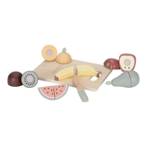 Little Dutch Holz Obstset – pädagogisches Spielzeug zum Schneiden und Spielen in der Kinderküche