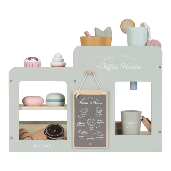 Kinder-Kaffee-Ecke LD2508 mit Tassen, Kapseln und Kuchen aus Holz Kinder-Kaffee-Ecke LD2508 mit Tassen, Kapseln und Kuchen aus Holz
