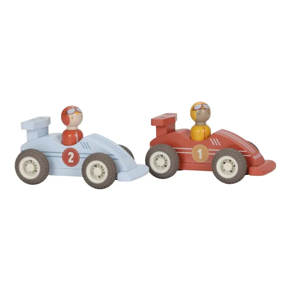 Mehrfarbiger Aufzieh-Rennwagen von Little Dutch – austauschbare Peg-doll-Fahrer Mehrfarbiger Aufzieh-Rennwagen von Little Dutch – austauschbare Peg-doll-Fahrer