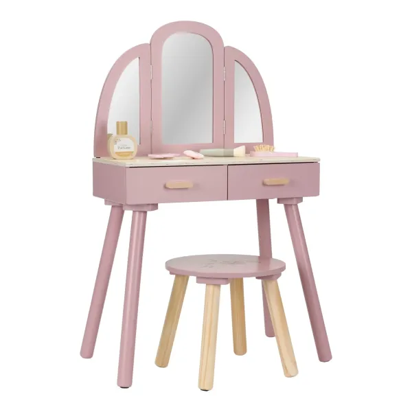 Little Dutch Kinder Schminktisch aus Holz mit Spiegel und Hocker – LD2512