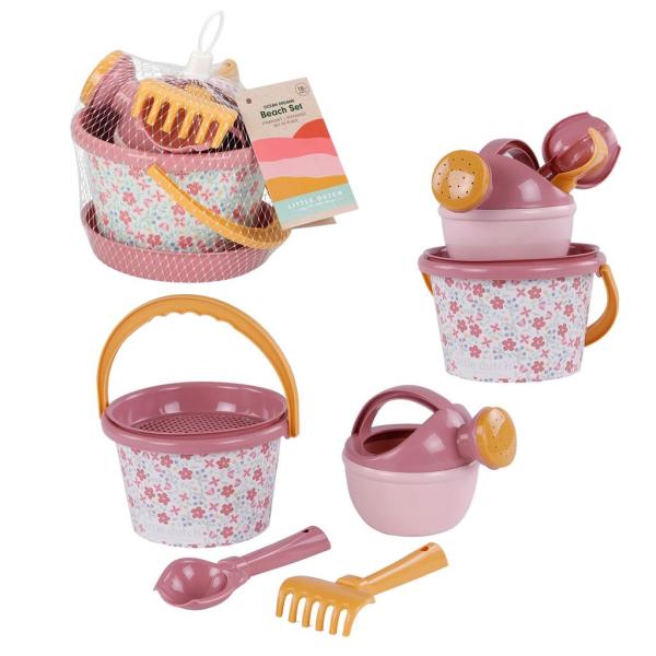 Little Dutch rosa Strandset Pink Flowers 5 Teilig Little Dutch rosa Strandset Pink Flowers 5 Teilig