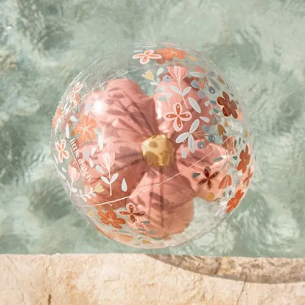 Rosa Blume 3D-Strandball von Little Dutch, robustes und kinderfreundliches Spielzeug