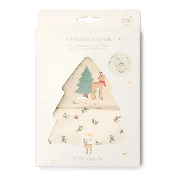 Little Dutch 2-pack Body langärmlich Little Christmas - Weihnachtsstrampler beige