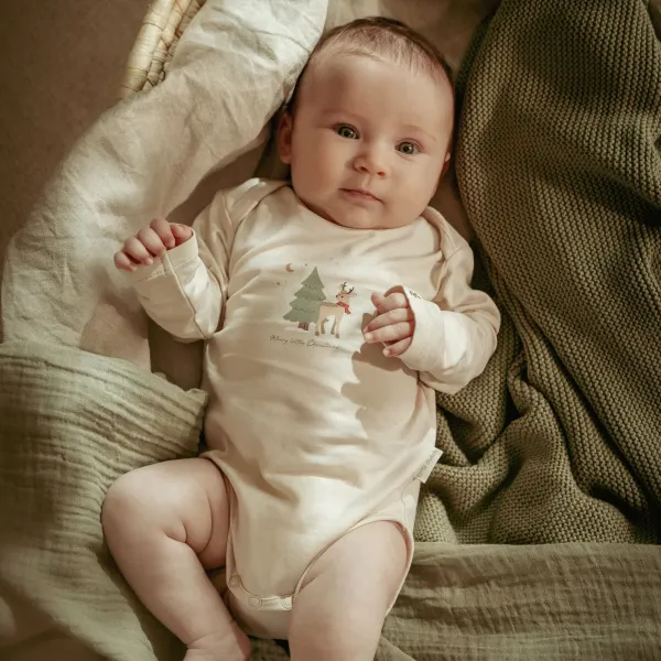 Little Dutch 2-pack Body langärmlich Little Christmas - Weihnachtsstrampler beige