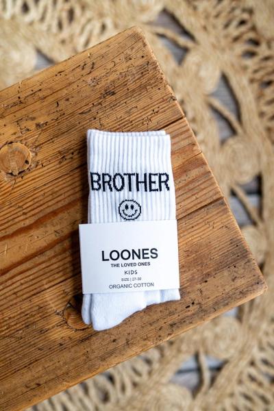 loones Brother Socken mit happy Smiley weiss - die Brudersocken