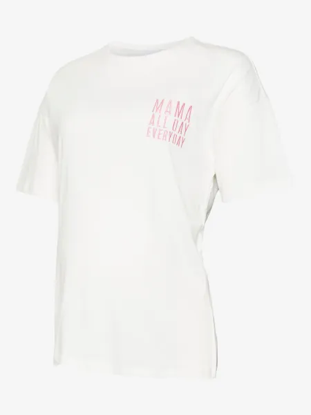 Kurzarm-T-Shirt für Schwangere in Weiß mit Print von MAMALICIOUS Kurzarm-T-Shirt für Schwangere in Weiß mit Print von MAMALICIOUS