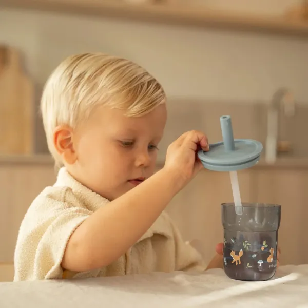 Little Dutch Kinder Trinkglas blau Mio 250ml mit Trinkhalm Mepal - Forest Friends Little Dutch Kinder Trinkglas blau Mio 250ml mit Trinkhalm Mepal - Forest Friends